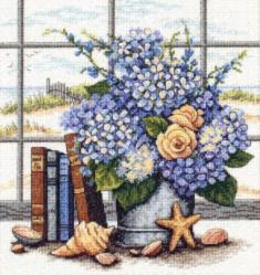 35166 Набір для вишивання хрестом DIMENSIONS Hydrangeas and Shells "Гортензії та ракушки"