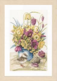 PN-0169671 Набор для вышивки крестом LanArte Flowers and Lapwing Цветы и Чибис. Каталог товаров. Наборы