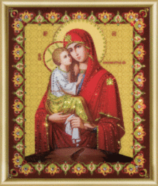 Готовая картина стразами КС-049 "Икона Божьей Матери Почаевская"