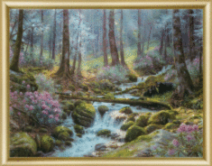 Готовая картина стразами КС-059 "Ручей в лесу"