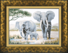 Набір для вишивання хрестиком Чарівна Мить М-24 "Слони біля води"