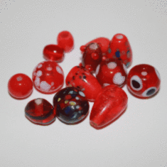 133TDM/Red,4-12 MM,50г.Plain/Fancy Mix Crystal Art намистини