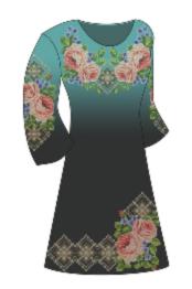 Заготівка для плаття під вишивку бісером Пишні троянди, П11-ГК3 бірюзовий