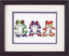 16758 Набор для вышивания крестом DIMENSIONS Tree Frog Trio "Трио лягушек"