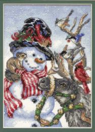 08824 Набор для вышивания крестом DIMENSIONS Snowman & Reindeer "Снеговик и северный олень"