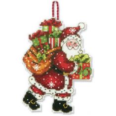 70-08912 Набір для вишивання хрестом DIMENSIONS Santa with Bag Christmas Ornament "Різдвяна прикраса Санта Клаус з мішком"