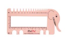 10994 Шкала розмірів для спиць та крючків з різаком для прядива KnitPro (рожевий)