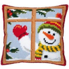 PN-0008519 Набір для вишивання хрестом (подушка) Vervaco Happy Snowman "Веселий сніговик"