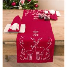 PN-0145591 Набор для вышивания гладью (дорожка на стол) Vervaco Deer and Snowflakes "Олени и снежинки"