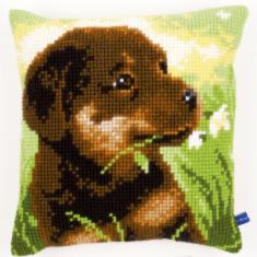 PN-0150689 Набор для вышивания крестом (подушка) Vervaco Rottweiler Puppy "Щенок ротвейлера"