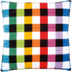 PN-0150843 Набір для вишивання гладдю (подушка) Vervaco Coloured Square Design "Різнокольорові квадрати"