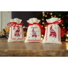 PN-0155951 Набір для вишивання хрестом (мішечки для саше) Vervaco Christmas gnomes "Різдвяні гноми" 