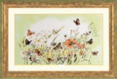 PN-0007967 Набір для вишивки хрестом LanArte Flowers/Butterfly "Метелики на лугу"