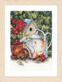 PN-0167124 Набір для вишивки хрестом LanArte Watering Can & Birdhouse "Садова поливалка та шпаківня"