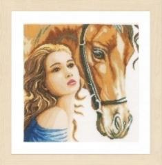PN-0158324 Набір для вишивки хрестом LanArte Woman and Horse "Жінка та кінь"