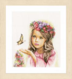 PN-0164072 Набір для вишивки хрестом LanArte Angel with Butterflies "Янгол з метеликами"