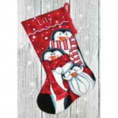 71-09158 Набір для вишивання (гобелен) DIMENSIONS Holiday Penguins. Stocking "Святкові пінгвіни. Панчоха"