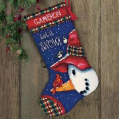 71-09149 Набор для вышивания (гобелен) DIMENSIONS Snowman Perch. Stocking "Снеговик. Чулок"