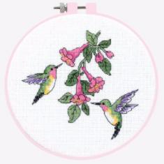 72407 Набор для вышивания крестом DIMENSIONS Hummingbird Duo "Пара колибри"