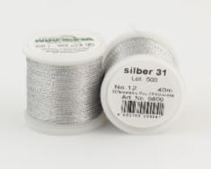 silver 31/9809 METALLIC №12 металлиз. полиэфир, 3-х слойная нить для вышивки и плетения, 40 м