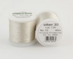 silver 30/9809 METALLIC №12 металіз. поліефір, 3-х шарова нитка для вишивки та плетіння, 40 м