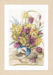 PN-0169671 Набір для вишивки хрестом LanArte Flowers and Lapwing "Квіти та Чайка"