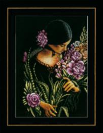 PN-0165378 Набір для вишивки хрестом LanArte Woman & flowers "Жінка та квіти"