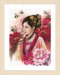PN-0170199 Набір для вишивки хрестом LanArte Asian lady in pink "Азіатська дівчина у рожевому"