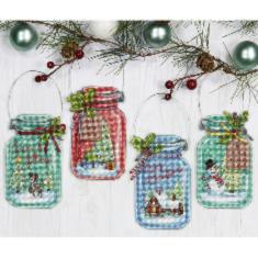 70-08964 Набор для вышивания крестом DIMENSIONS Christmas Jar Ornaments "Рождественсике баночки"
