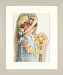 PN-0008175 (35122) Набір для вишивки хрестом LanArte Girl with the flowered hat "Дівчина з квітковим капелюшком"