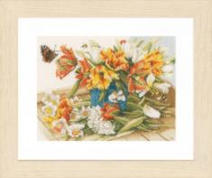 PN-0154324 Набір для вишивки хрестом LanArte Daffodils and Tulips "Нарциси-тюльпани"
