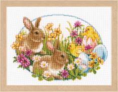 PN-0149534 Набір для вишивки хрестом Vervaco Rabbits and chicks "Кролики та каченята"