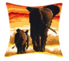 PN-0162254 Набір для вишивання хрестом (подушка) Vervaco Elephants "Слони"