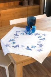 PN-0145088 Набір для вишивання хрестом (скатертина) Vervaco Blue butterflies "Блакитні метелики"