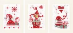 PN-0165989 Набор для вышивания крестом (открытки) Vervaco Christmas gnomes "Рождественские гномы"
