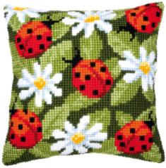 PN-0008482 Набір для вишивання хрестом (подушка) Vervaco Ladybirds "Сонечки"