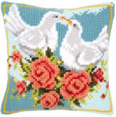 PN-0143723 Набір для вишивання хрестом (подушка) Vervaco Doves in love "Закохані голуби"