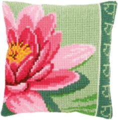 PN-0156008 Набір для вишивання хрестом (подушка) Vervaco Рink lotus flower "Рожева квітка лотоса"