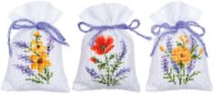 PN-0165143 Набір для вишивання хрестом (мішечки для саше) Vervaco Flowers and lavender "Квіти та лаванда"