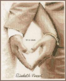 PN-0187247 Набір для вишивання хрестиком Vervaco, Heart of the newlyweds 21х26, аїда 14
