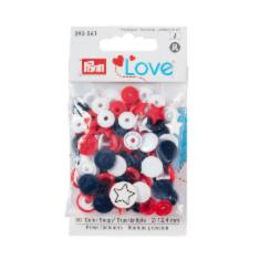 393061 Кнопки "Color Snaps" зірка, 12,4мм (червоного, білого і темно-синього кольору), Prym Love