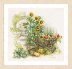 PN-0007988 Набір для вишивки хрестом LanArte Wheelbarrow & sunflowers "Соняшники та віз"