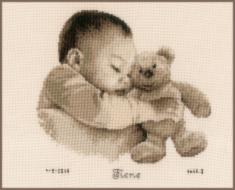 PN-0163566 Набір для вишивки Немовля з ведмедем, 24х23, аїда 14, лічильний хрест Vervaco