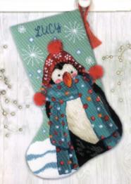 71-09160 Набір для вишивки нитками (гобелен)  Чобіток Пінгвін Fuzzy Penguin  Dimensions