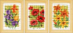 PN-0164189 Набір мініатюр для вишивки хрестиком Vervaco Літні квіти (набір із 3 шт.)
