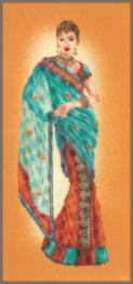 PN-0145757 Набір для вишивки хрестом LanArte Indian lady in blue sar "Індіанка в блакитному сарі"