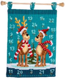 PN-0147503 Набір для вишивання хрестом (календар-панно) Vervaco Elk with scarves "Лоси  з шарфами"