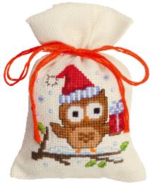 PN-0147603 Набор для вышивания крестом (мешочек для саше) Vervaco Owlet with a gift "Совенок с подарком"