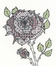 XBW6 Набір для вишивання хрестом Blackwork Rose "Троянда" Bothy Threads