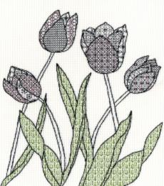 XBW8 Набір для вишивання хрестом Blackwork Tulips "Тюльпани" Bothy Threads